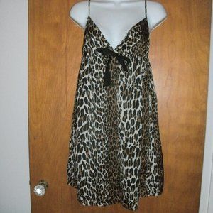 Sophie & Me Tan Brown & Black Silky Animal Print Nightie Chemise Gown Lingerie L